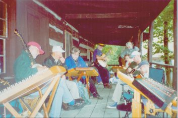 Jamming on one of the porches